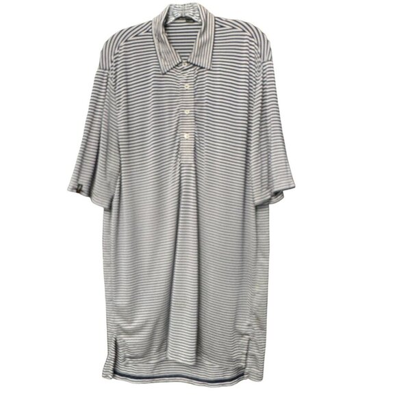 RLX Ralph Lauren Navy & White Striped Polo Shirt Dress L Short Sleeve Stretch - Picture 1 of 8